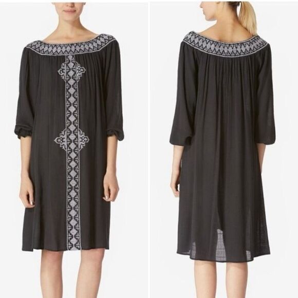 Avec Les Filles Black White Embroiders Shift Dress S - Picture 1 of 11